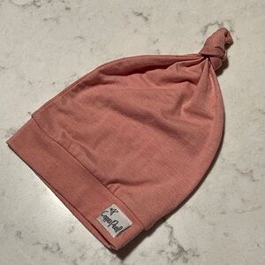 Copper pearl top knot hat